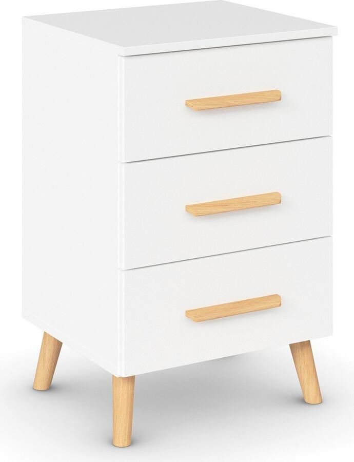 Rauch Nachtkastje Skandi by Aditio met massief houten grepen 3 laden met soft-closefunctie - Foto 9