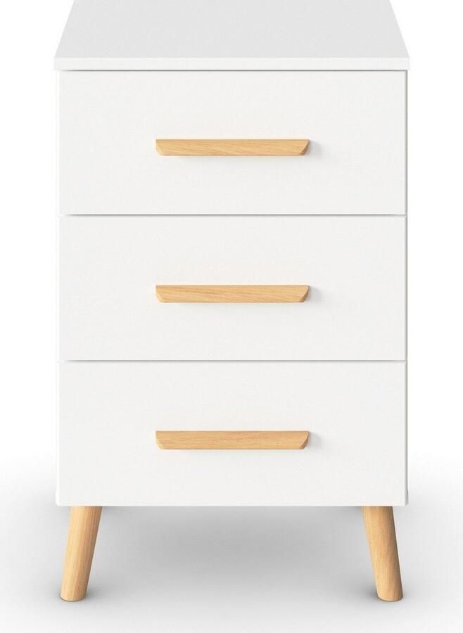 Rauch Nachtkastje Skandi by Aditio met massief houten grepen 3 laden met soft-closefunctie - Foto 6