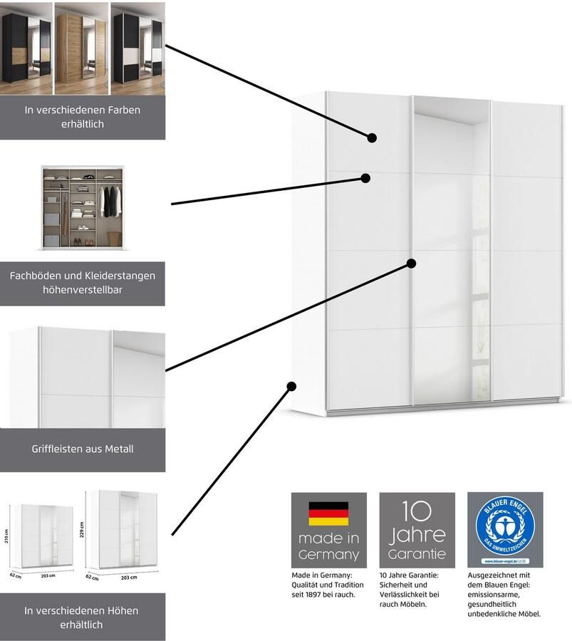 Rauch Schuifdeurkast Kledingkast Garderobe CORTONA inclusief interieurindeling - Foto 7