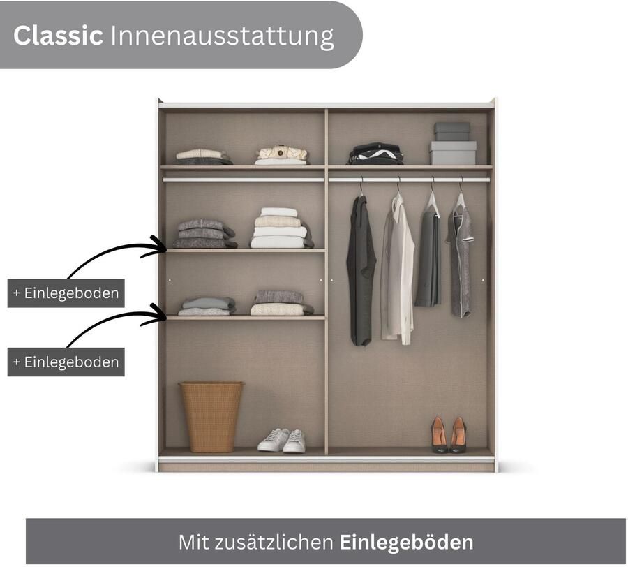 Rauch Zweefdeurkast AURELIO kledingkast garderobe TOPSELLER OTTO´s CHOICE 3 verschillende uitrustingsvarianten handgrepen van metaal made in germany - Foto 16