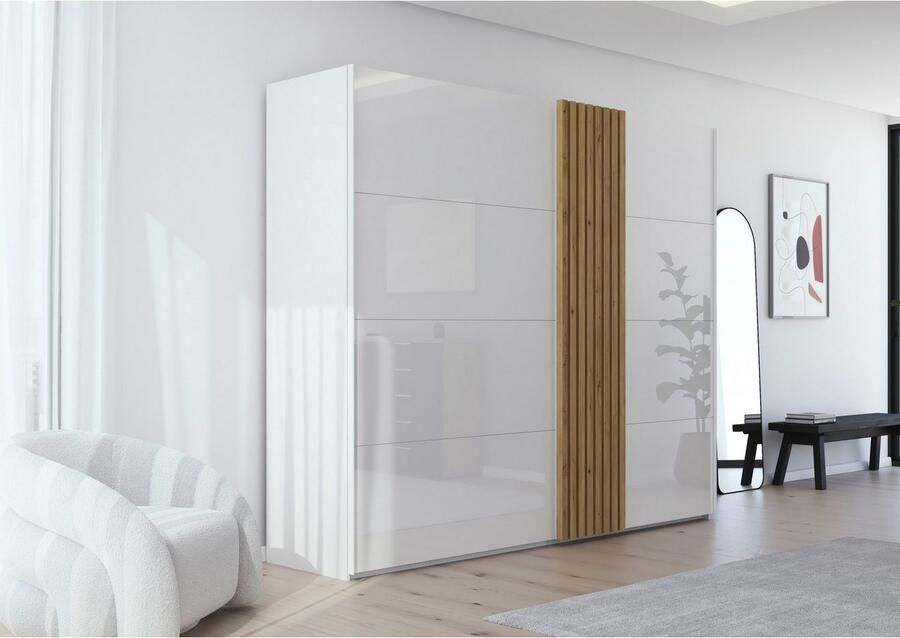 Rauch Schuifdeurkast Kledingkast kast garderobe linnenkast TEGIO met hoogwaardige houtdecoratie en glazen front made in germany - Foto 16