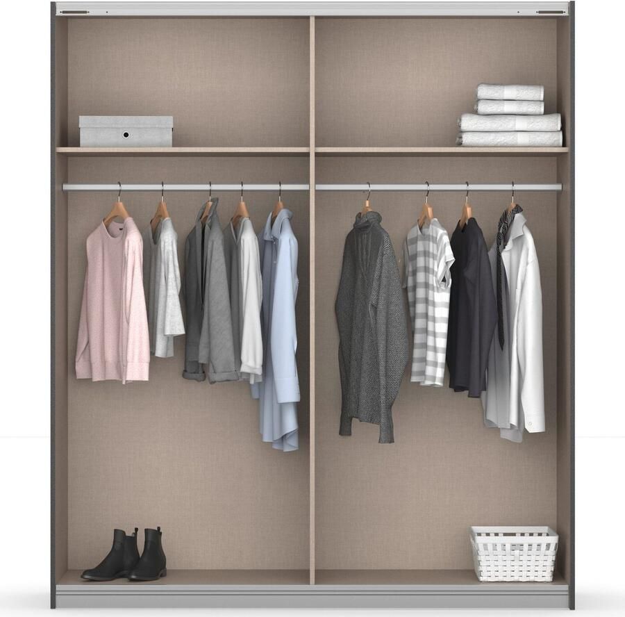 Rauch Zweefdeurkast Kledingkast Kast Garderobe Slaapkamerkast BAREA Front met oplage in moderne lamellen-look MADE IN GERMANY - Foto 10
