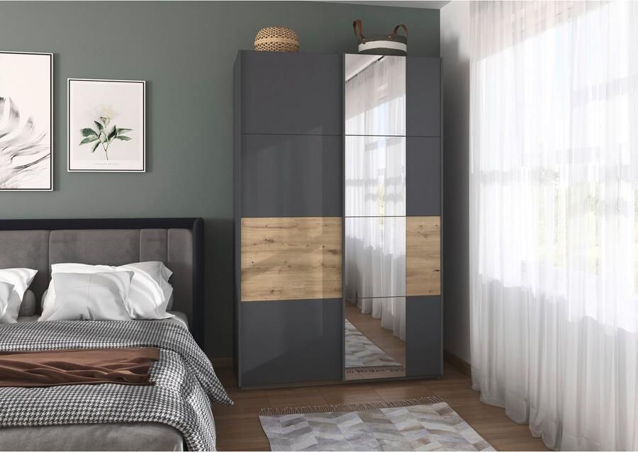 Rauch Schuifdeurkast Kledingkast Kast Garderobe Slaapkamerkast OXFORD met handgrepen van metaal ook voor kleinere ruimtes made in germany - Foto 14