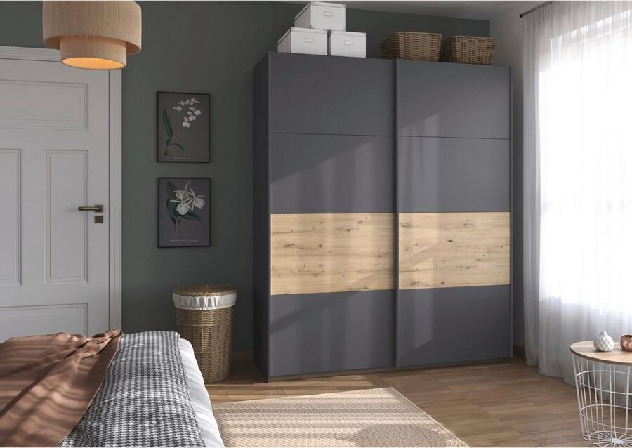 Rauch Schuifdeurkast Kledingkast Kast Garderobe Slaapkamerkast OXFORD met handgrepen van metaal ook voor kleinere ruimtes made in germany - Foto 13