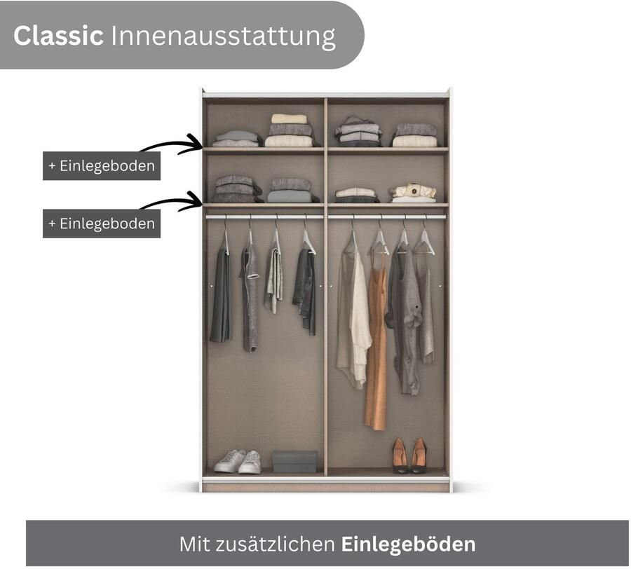 Rauch Schuifdeurkast Kledingkast Kast Garderobe Slaapkamerkast OXFORD met handgrepen van metaal ook voor kleinere ruimtes made in germany - Foto 12