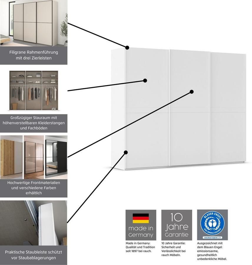 Rauch Schuifdeurkast Kledingkast Kast Garderobe Slaapkamerkast SCALE-DUO edel tweedelige deuren en 3 sierlijsten made in germany - Foto 12