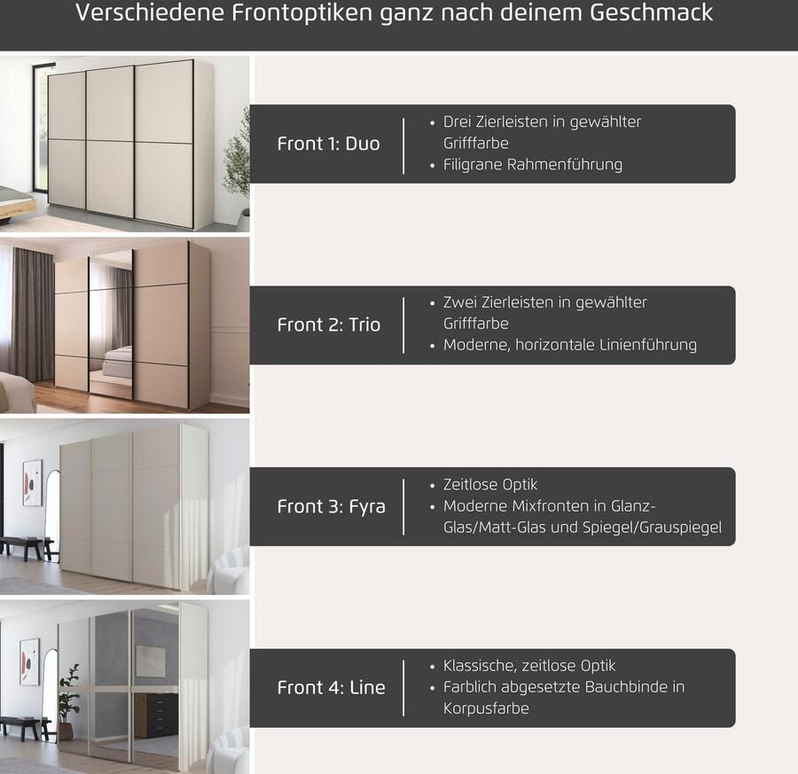 Rauch Schuifdeurkast Kledingkast Kast Garderobe Slaapkamerkast SCALE-DUO edel tweedelige deuren en 3 sierlijsten made in germany - Foto 10