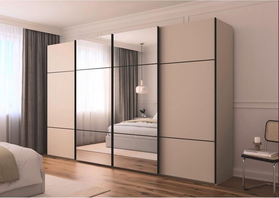 Rauch Schuifdeurkast Kledingkast kast garderobe slaapkamerkast SCALE-TRIO edel drievoudig front met 2 sierlijsten en spiegel made in germany - Foto 15