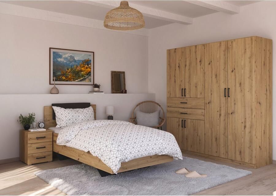 Rauch Slaapkamerserie Compleet kamer compleet slaapkamer set (3-delig) MAIKA Kast 3 breedtes 2 hoogtes bed 100 cm nachtkastje MADE IN GERMANY (set 3-delig) - Foto 8