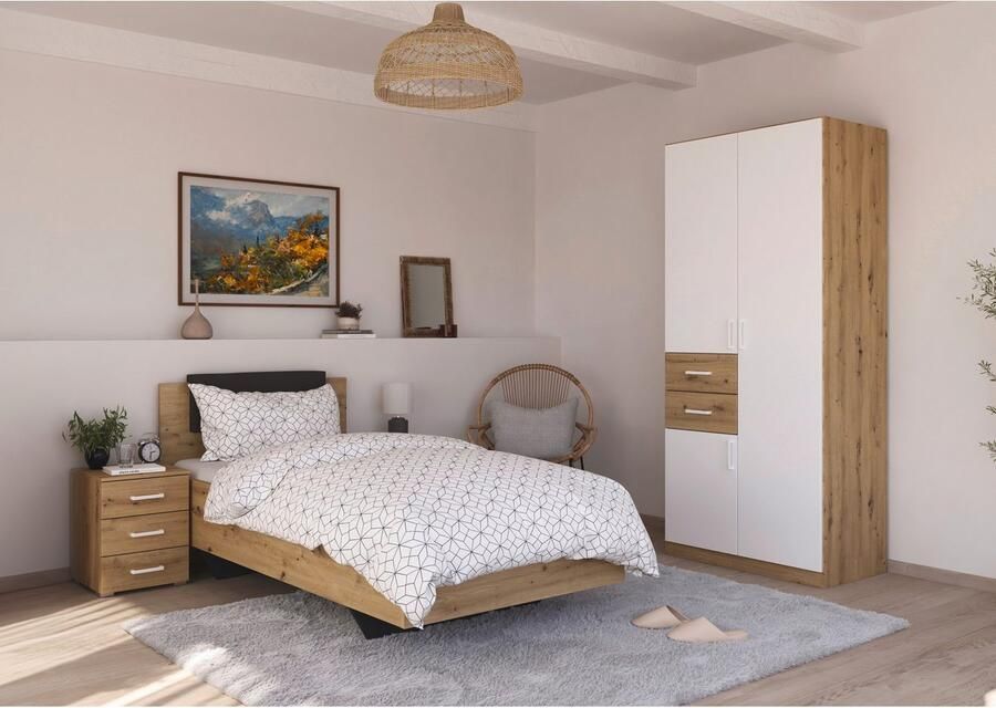 Rauch Slaapkamerserie Compleet kamer compleet slaapkamer set (3-delig) MAIKA Kast 3 breedtes 2 hoogtes bed 100 cm nachtkastje MADE IN GERMANY (set 3-delig) - Foto 7