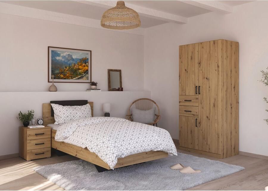 Rauch Slaapkamerserie Compleet kamer compleet slaapkamer set (3-delig) MAIKA Kast 3 breedtes 2 hoogtes bed 100 cm nachtkastje MADE IN GERMANY (set 3-delig) - Foto 7