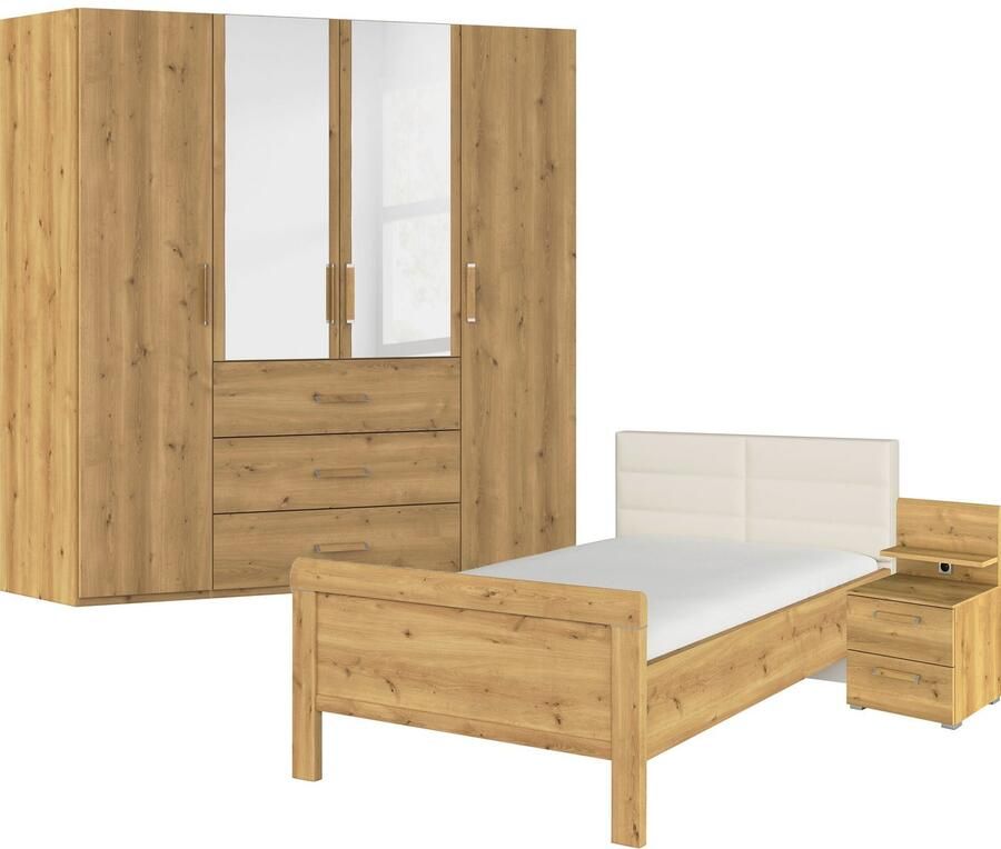 Rauch Slaapkamerserie Compleet slaapkamer EVELYN Kast en bed in 2 breedtes nachtkastje met paneel MADE IN GERMANY (set 3-delig) - Foto 12