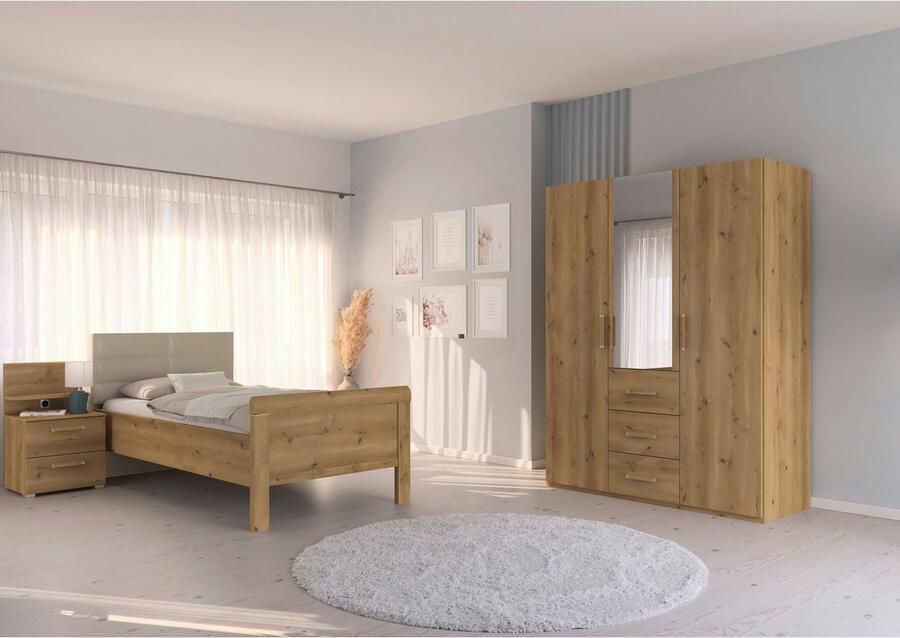 Rauch Slaapkamerserie Compleet slaapkamer EVELYN Kast en bed in 2 breedtes nachtkastje met paneel MADE IN GERMANY (set 3-delig) - Foto 12