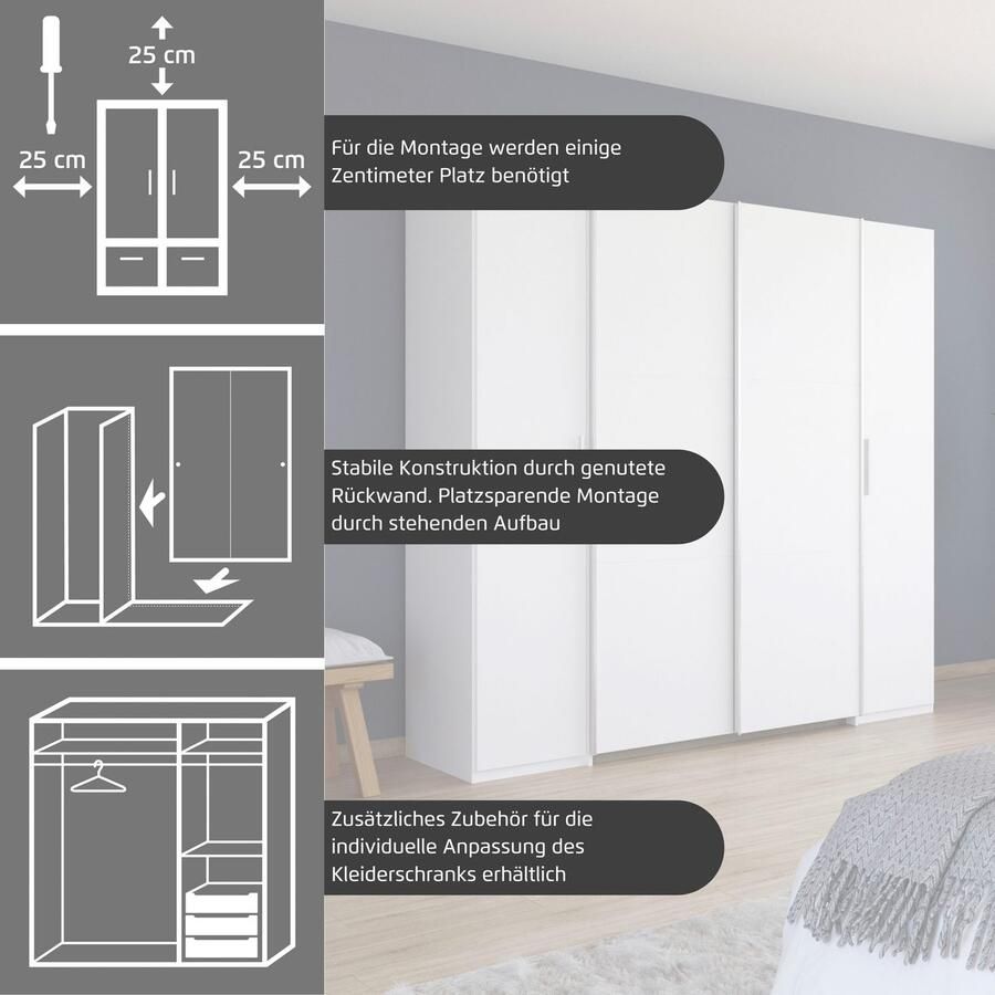 Rauch Zweefdeurkast Kledingkast draaideurkast kast garderobe KRONACH TOPSELLER met draaideuren en schuifdeuren en veel legplanken made in germany - Foto 8