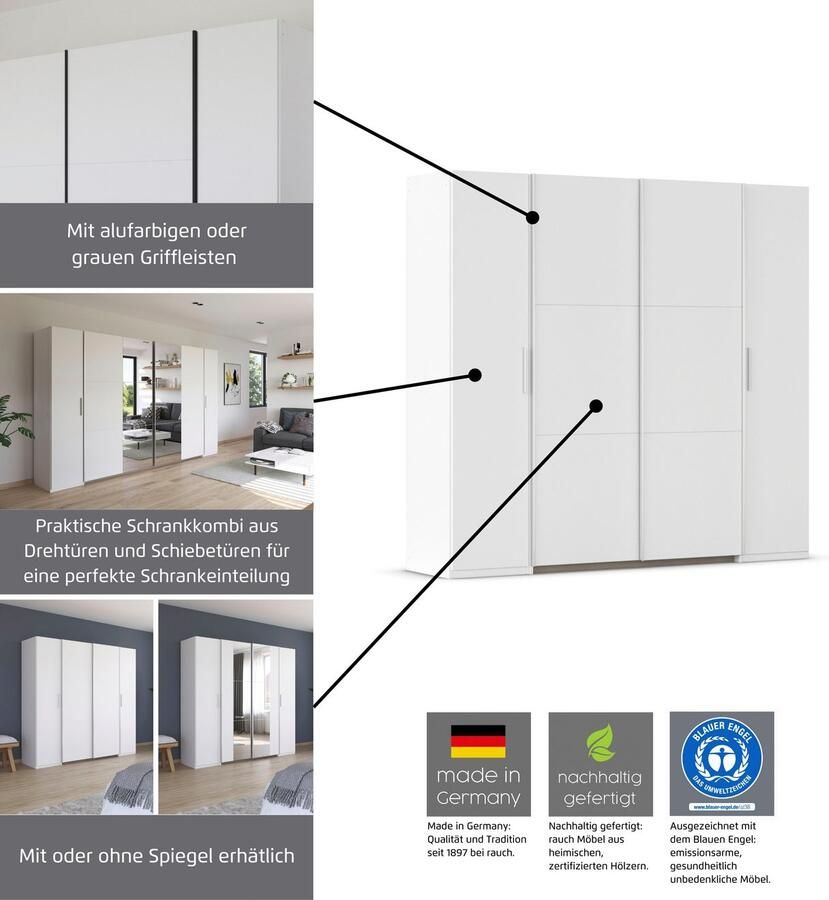 Rauch Zweefdeurkast Kledingkast draaideurkast kast garderobe KRONACH TOPSELLER met draaideuren en schuifdeuren en veel legplanken made in germany - Foto 14