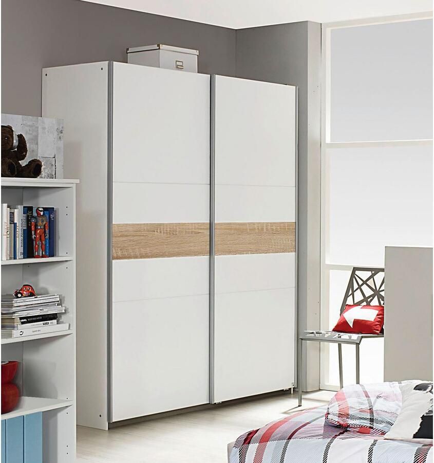 Rauch Zweefdeurkast Kledingkast kast garderobe kinderkamerkast NOOSA met buikband in contrastkleur en metalen handgreeplijsten made in germany - Foto 11