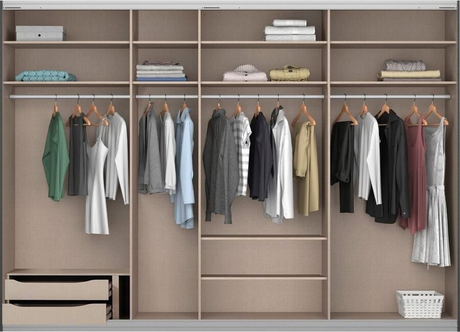 Rauch Zweefdeurkast Kledingkast kast garderobe ORACLE met spiegelfront inclusief lade-inzet en extra legplanken made in germany - Foto 7