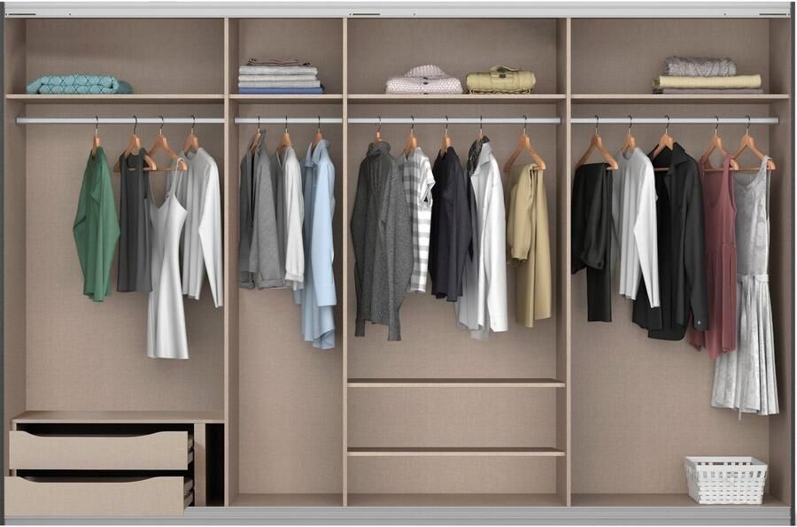 Rauch Zweefdeurkast Kledingkast kast garderobe ORACLE met spiegelfront inclusief lade-inzet en extra legplanken made in germany - Foto 10