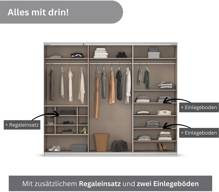 Rauch Zweefdeurkast Kledingkast TOMA met passe-partout incl. rek inzet en extra legplanken made in germany - Foto 7