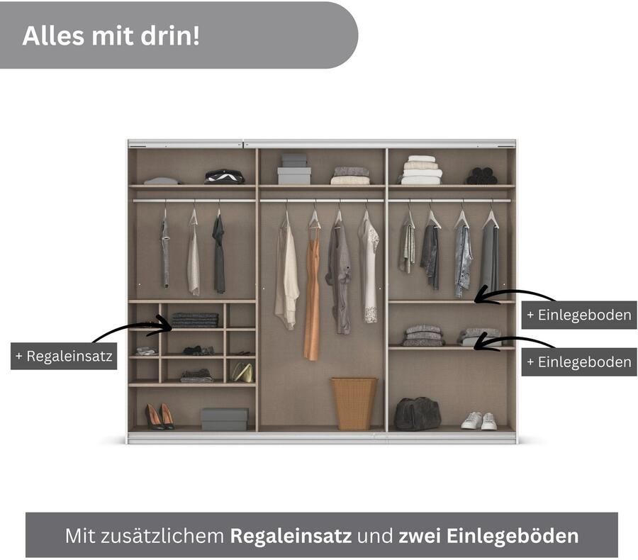 Rauch Zweefdeurkast Kledingkast TOMA met passe-partout incl. rek inzet en extra legplanken made in germany - Foto 7