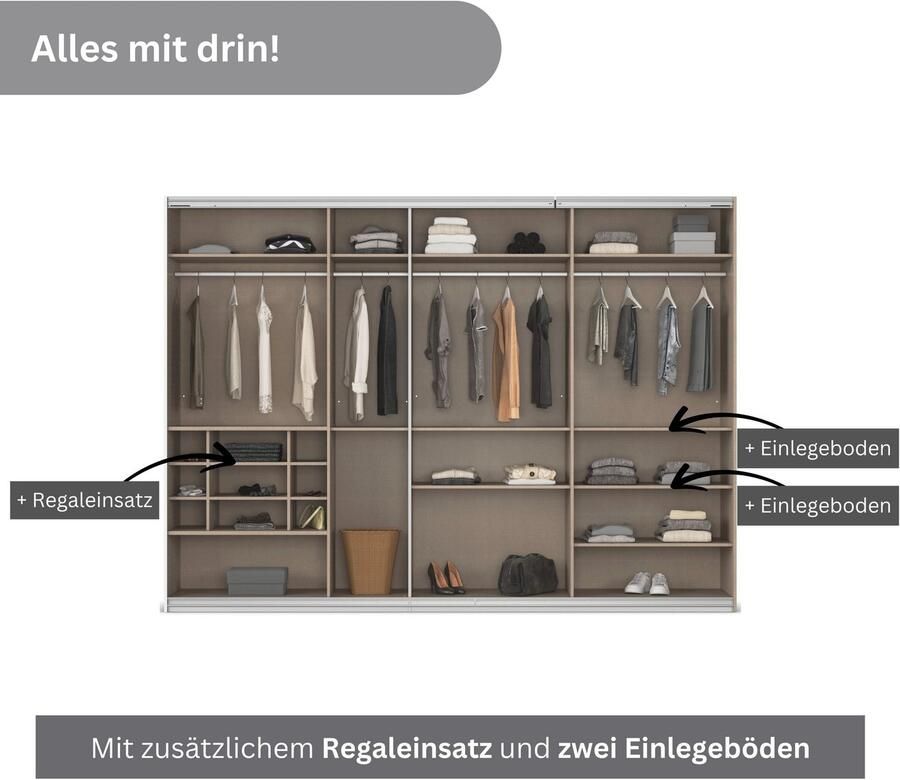 Rauch Zweefdeurkast Kledingkast TOMA met passe-partout incl. rek inzet en extra legplanken made in germany - Foto 7