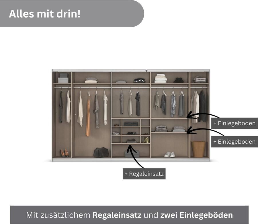 Rauch Zweefdeurkast Kledingkast TOMA met passe-partout incl. rek inzet en extra legplanken made in germany - Foto 5