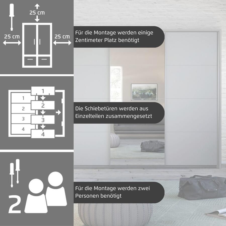 Rauch Zweefdeurkast Kledingkast TOMA met passe-partout incl. rek inzet en extra legplanken made in germany - Foto 2