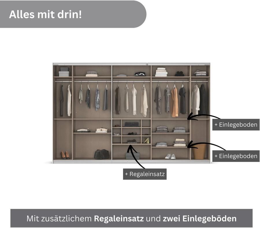 Rauch Zweefdeurkast Kledingkast TOMA met passe-partout incl. rek inzet en extra legplanken made in germany - Foto 6