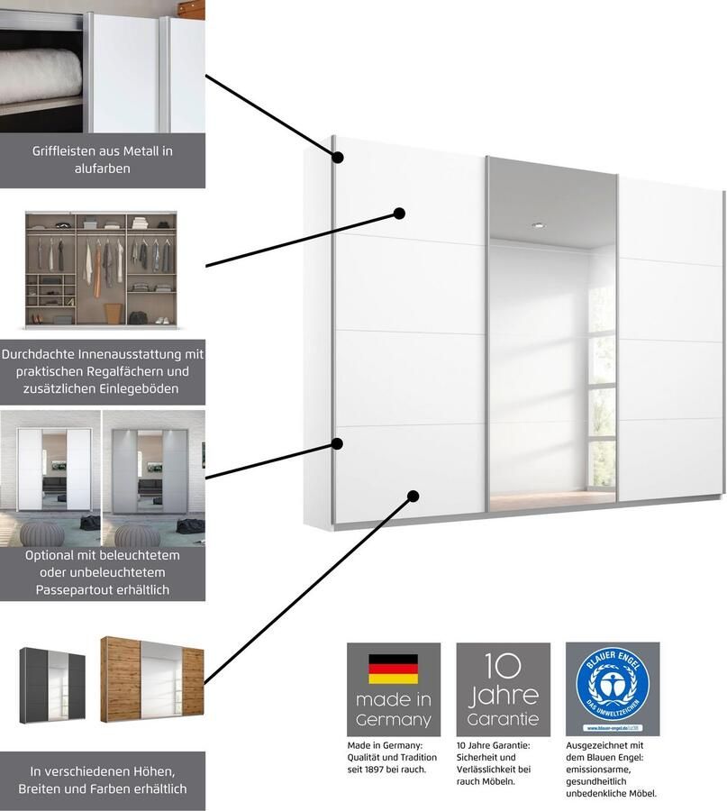 Rauch Zweefdeurkast Kledingkast TOMA met passe-partout incl. rek inzet en extra legplanken made in germany - Foto 5