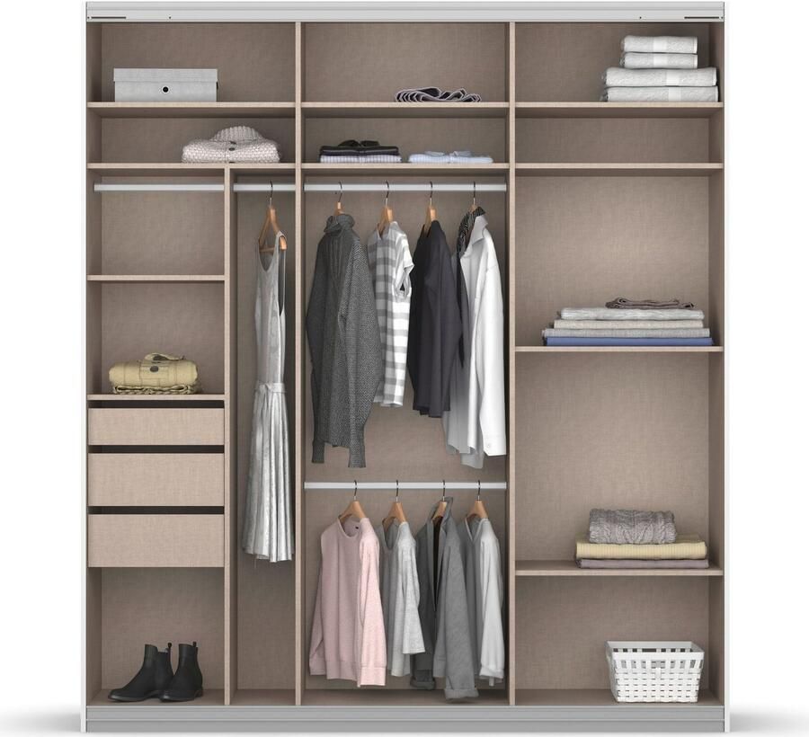 Rauch Zweefdeurkast Kledingkast kast garderobe ORACLE met spiegelfront inclusief lade-inzet en extra legplanken made in germany - Foto 16