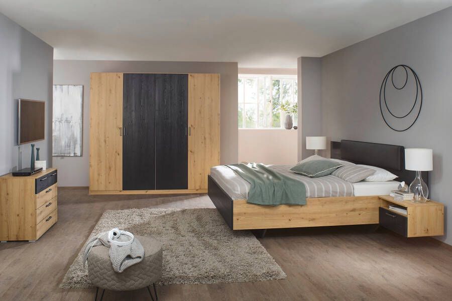 Rauch Slaapkamerserie Miro Draaideurkast in 2 breedten bed in 2 afmetingen en 2 hangende nachtkastjes - Foto 11