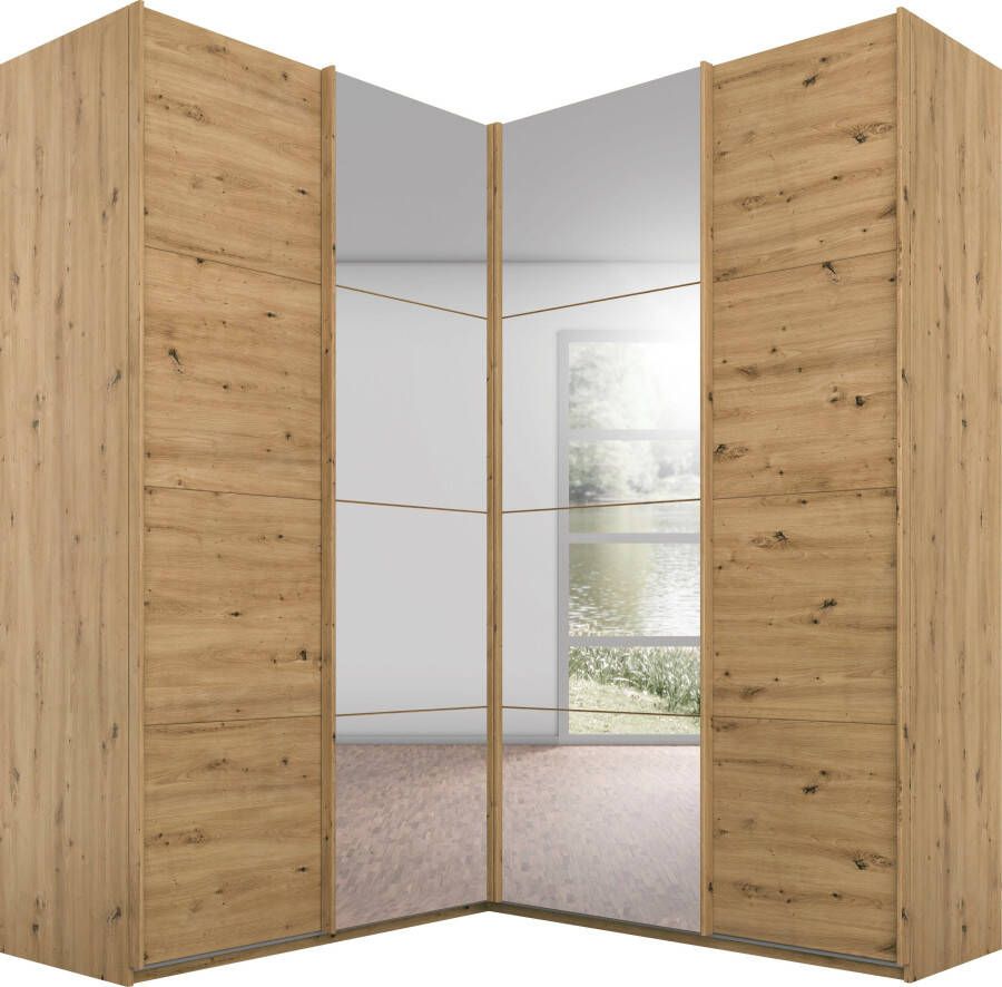 Rauch Zweefdeurkast Quadra Hoekkast inclusief deurdemper en lade-inzet met spiegeldeuren - Foto 1