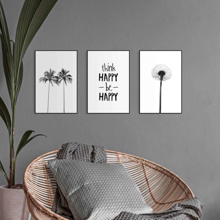 Reinders! Artprint Blij pluizenbol strand palm modern (3-delig)