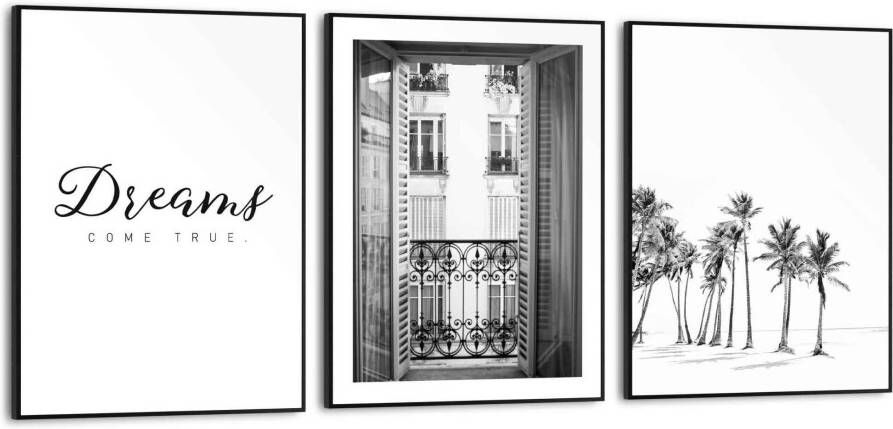 Reinders! Artprint Dreams come True dromen palm strand balkon vintage (3-delig) - Foto 4