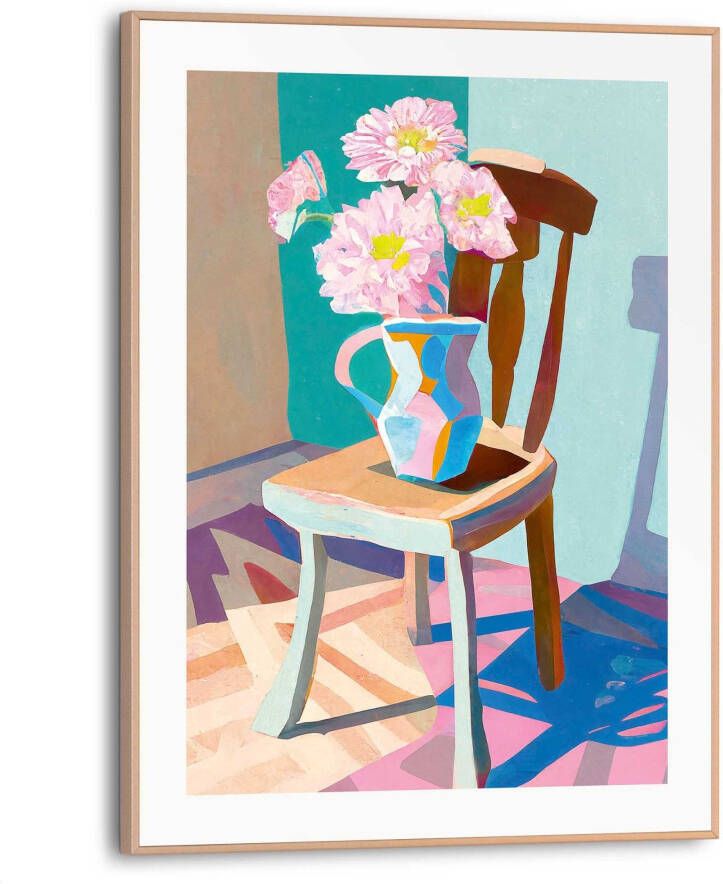 Reinders Schilderij Kunst Flower Chair 40x30 cm Hout