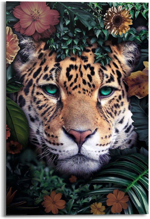 Reinders! Artprint luipaard bloemenkrans Jungle in vrolijke kleuren - Foto 5