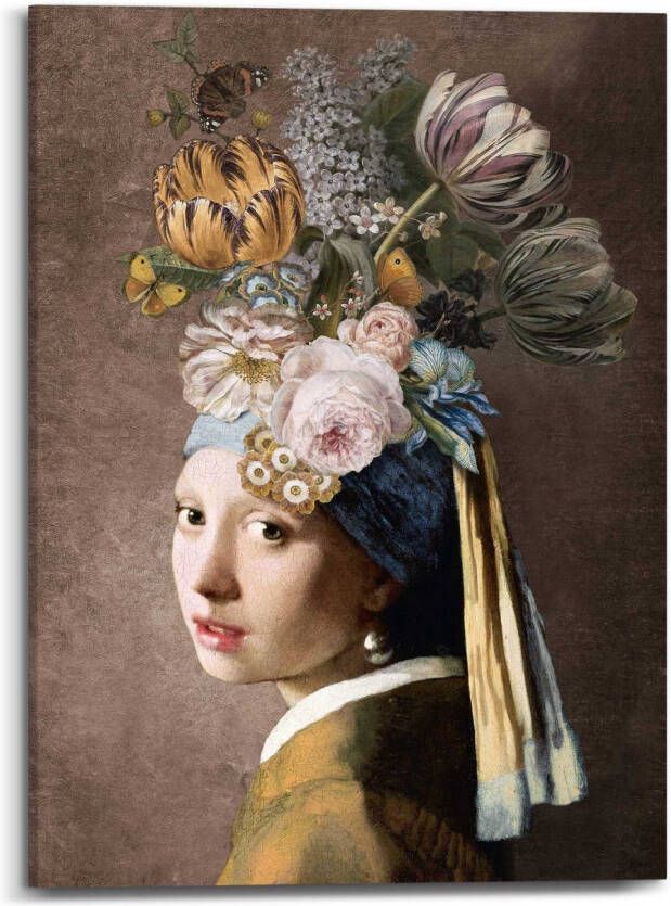Reinders! Artprint op linnen Vermeer Blumenmädchen mit dem Perlenohrring - Foto 1