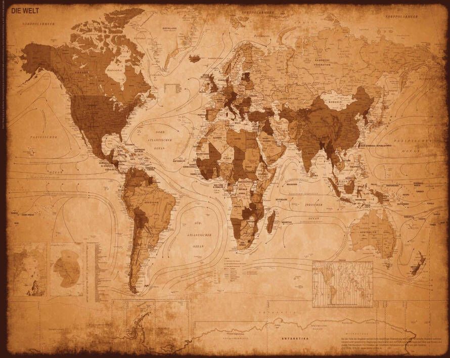 Reinders! Decoratief paneel Wereldkaart antiek - Foto 2