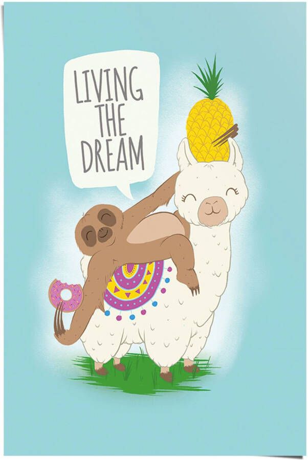 Reinders! Poster Living the dream lama en luiaard - Foto 2