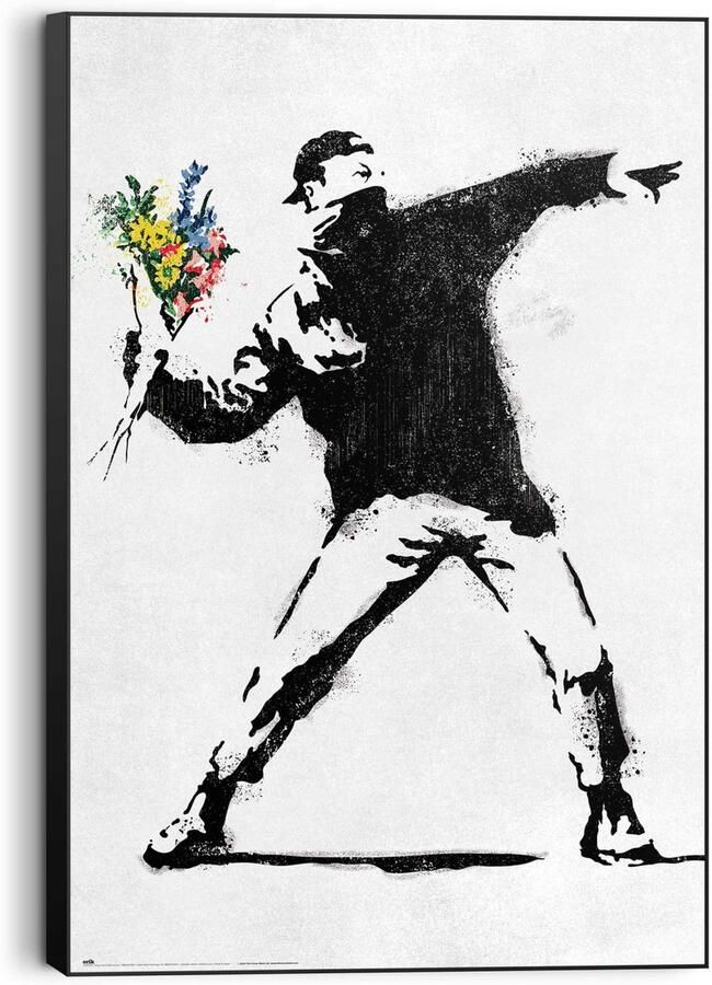 Reinders Banksy Flower Bomber Schilderij 90x60cm Zwart - Foto 2