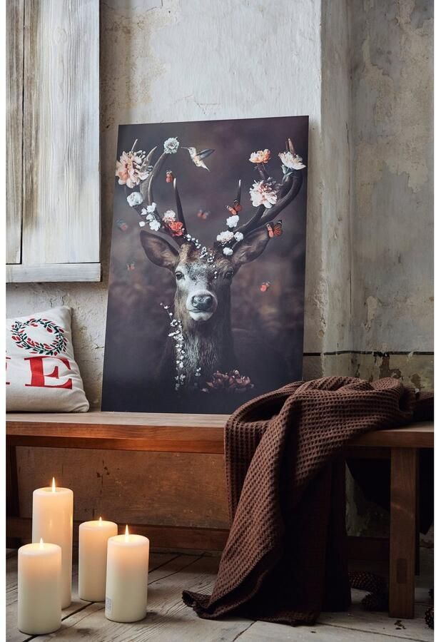 Reinders! Artprint Edelhert romantisch kolibrie vlinder bloemenkrans - Foto 2