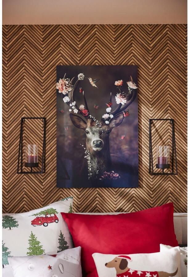 Reinders! Artprint Edelhert romantisch kolibrie vlinder bloemenkrans - Foto 5