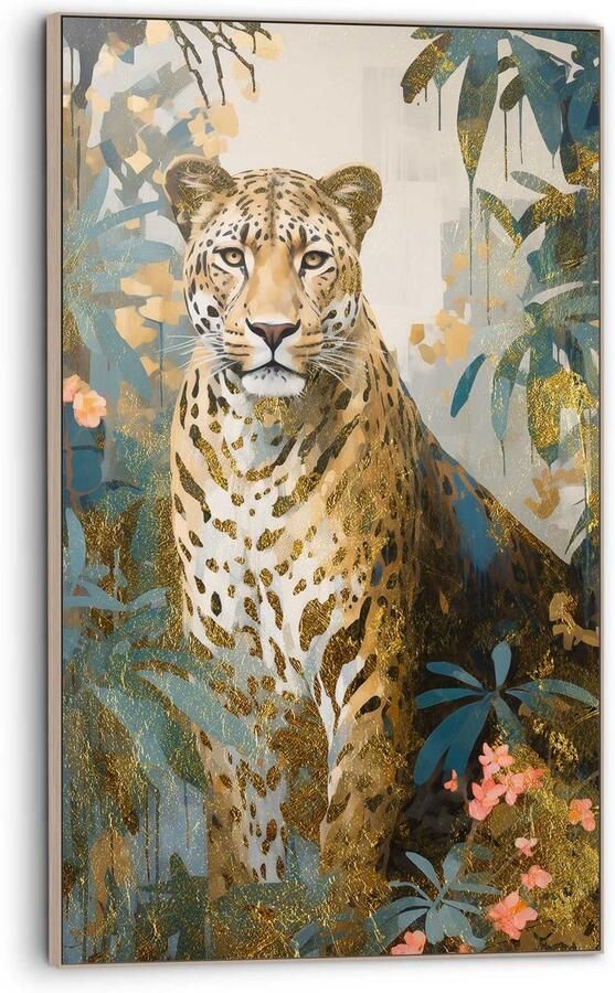 Reinders Golden Leopard Baklijst Schilderij 118x70cm Hout - Foto 3