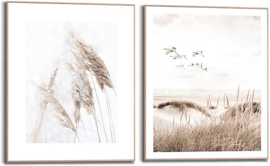 Reinders! Artprint Kraanvogels strand natuur botanisch vrijheid (2-delig) - Foto 3