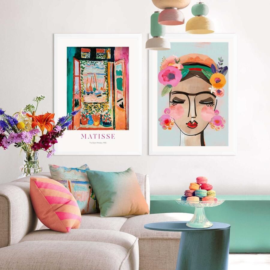 Reinders Window Portrait Schilderijen set 2x 70x50cm Wit - Foto 5