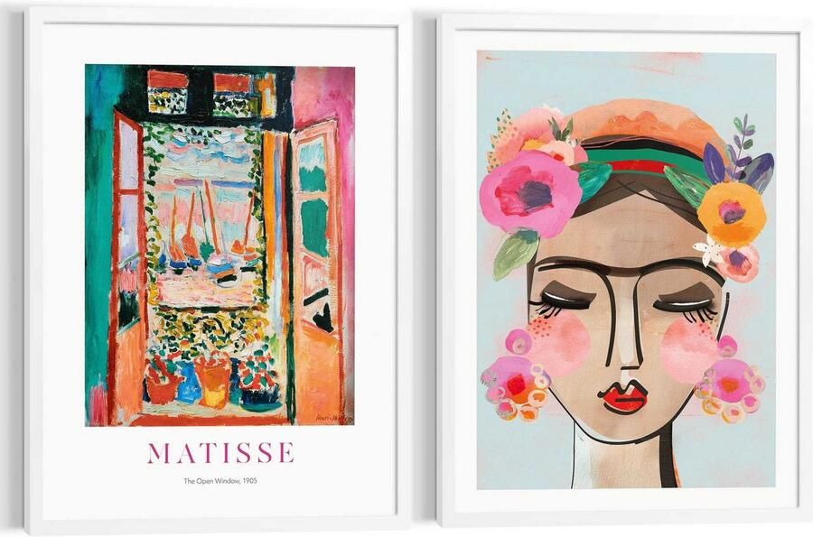 Reinders Window Portrait Schilderijen set 2x 70x50cm Wit - Foto 4