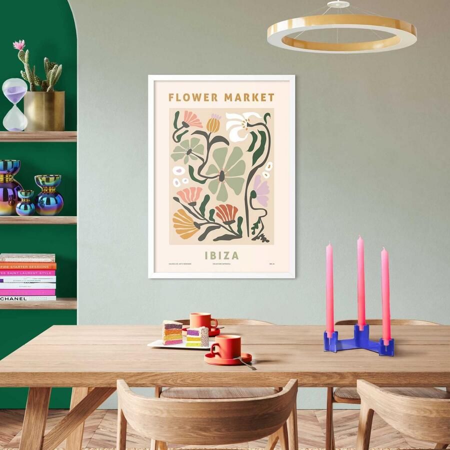 Reinders Ibiza Flower Market Schilderij 70x50cm Wit