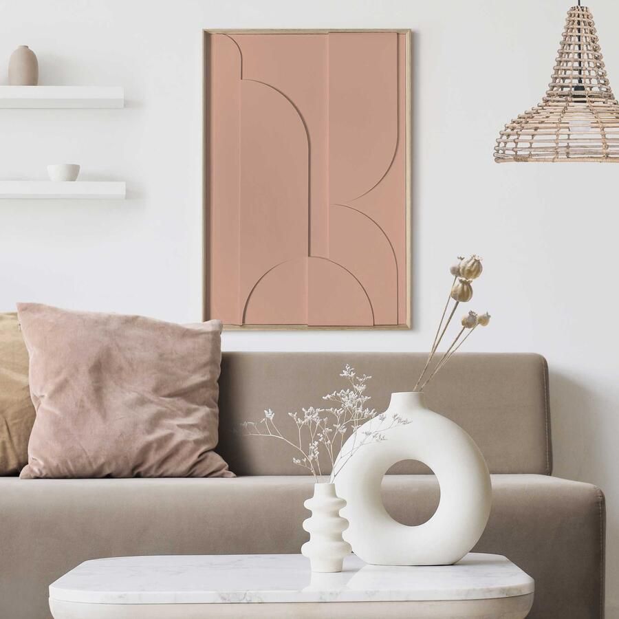 Reinders Puzzeled Terra Pink Relief Art Schilderij 70x50cm Hout - Foto 5