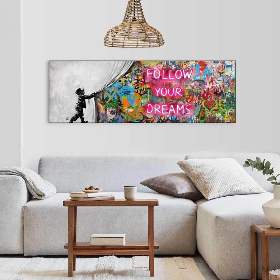 Reinders Follow your Dreams Schilderij 52x156cm Zwart