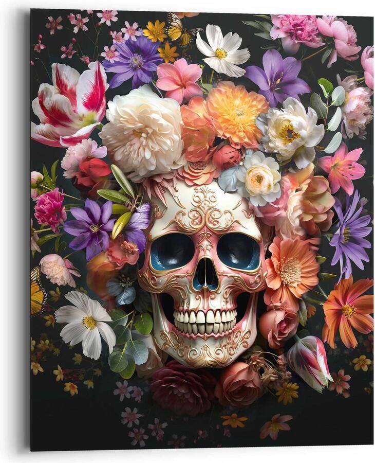 Reinders! Decoratief paneel Floral Skull